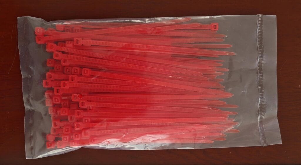 self-locking red zip ties